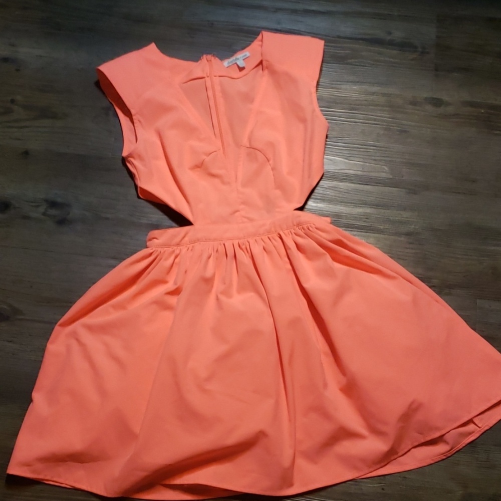Vintage inspired bright salmon pink mini dress